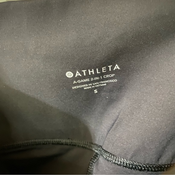 NWOT Athleta Size Small A-Game 2 in 1 Crop Stash Pocket Black Leggings Skirt - Picture 6 of 12